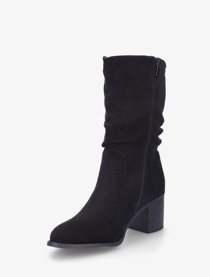 Bottines montantes mi-hautes en suédine - Noir - 3