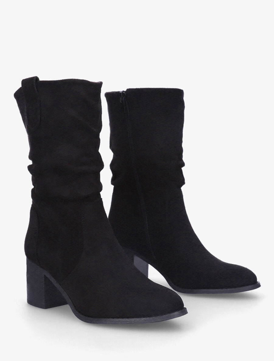 Bottines montantes mi-hautes en suédine - Noir - 4