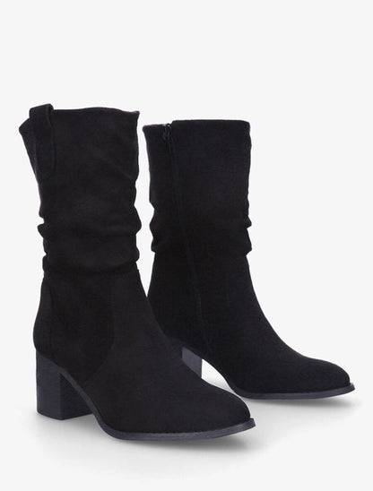 Bottines montantes mi-hautes en suédine - Noir - 4