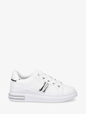 Sneakers en simili à contrefort constratant - Blanc - 5
