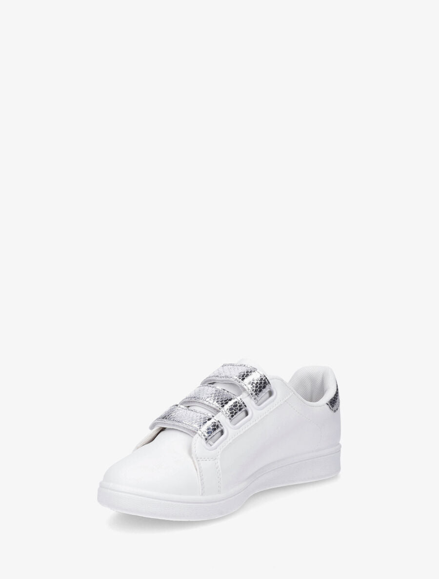 Sneakers en simili à scratch et contrefort effet python - Argent - 3