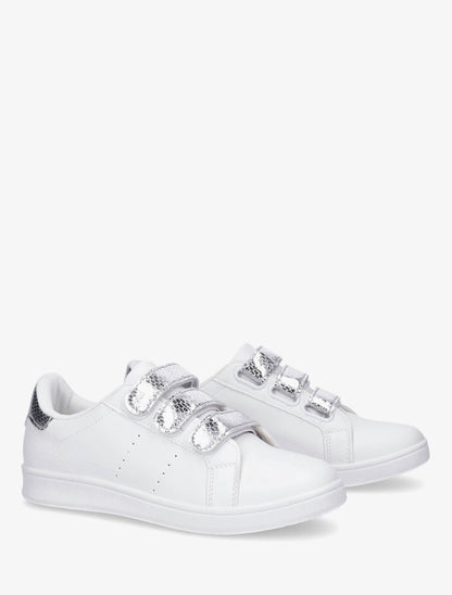 Sneakers en simili à scratch et contrefort effet python - Argent - 4