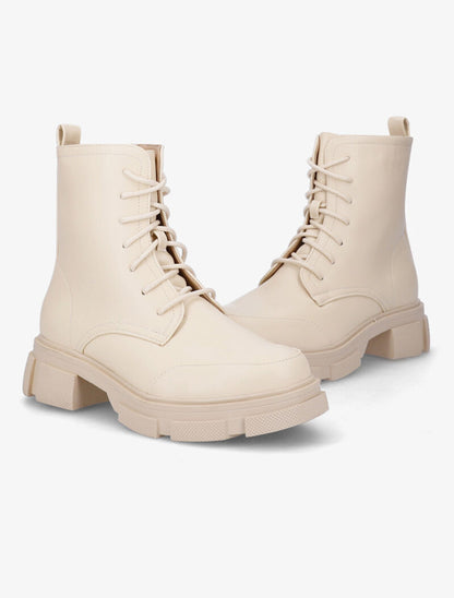 Bottines chunky à lacets - Beige - 5