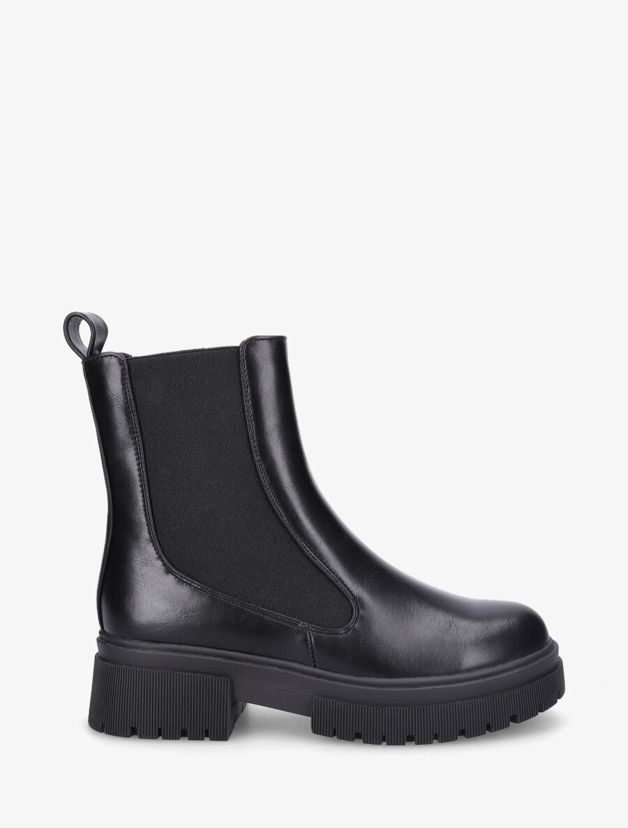 Bottines en simili élastiquée - Noir - 1