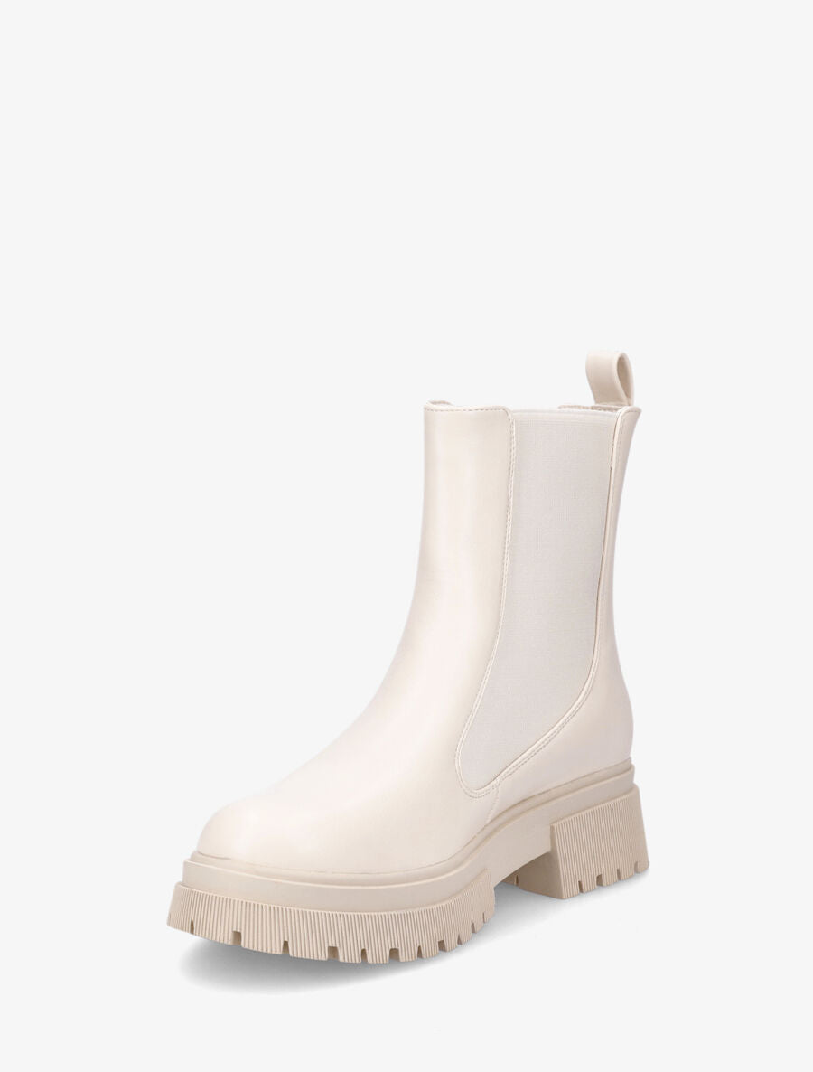 Bottines en simili élastiquée - Beige - 3