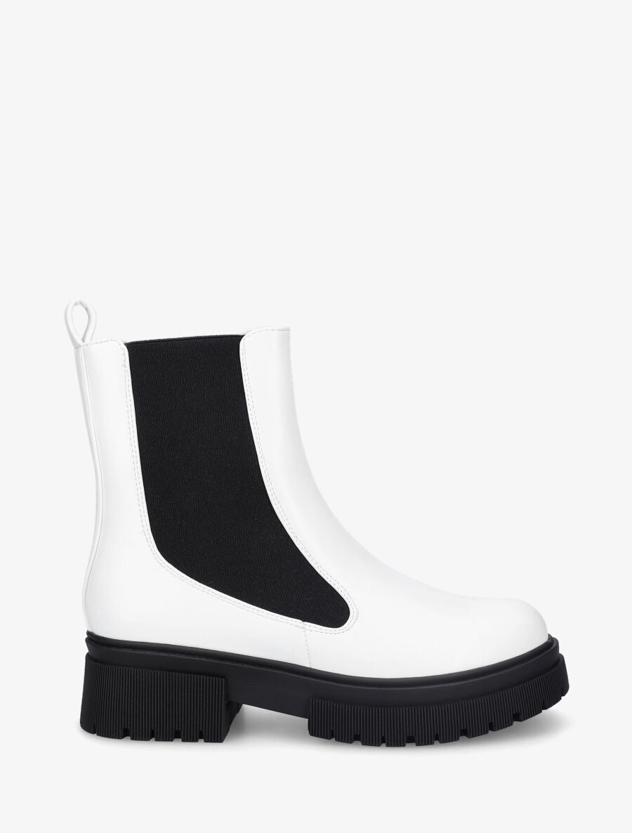 Bottines en simili élastiquée - Blanc - 1