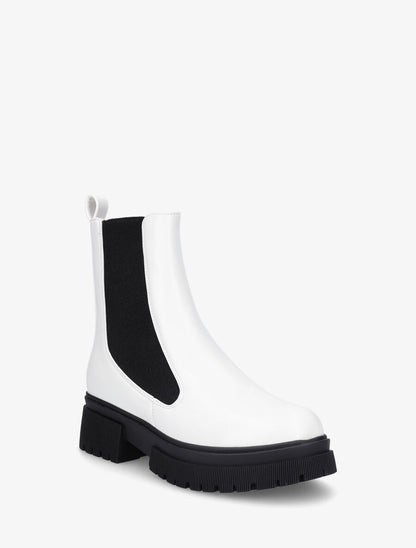 Bottines en simili élastiquée - Blanc - 2