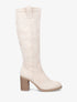 Bottes en suédine à talon - Crème - 5