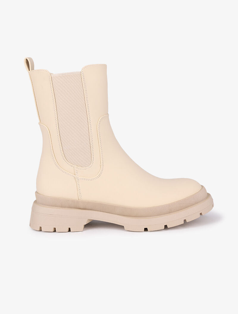 Boots montantes à semelles crantées - Beige - 2