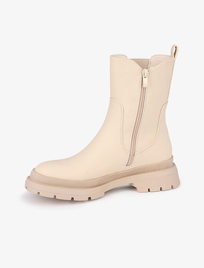 Boots montantes à semelles crantées - Beige - 4