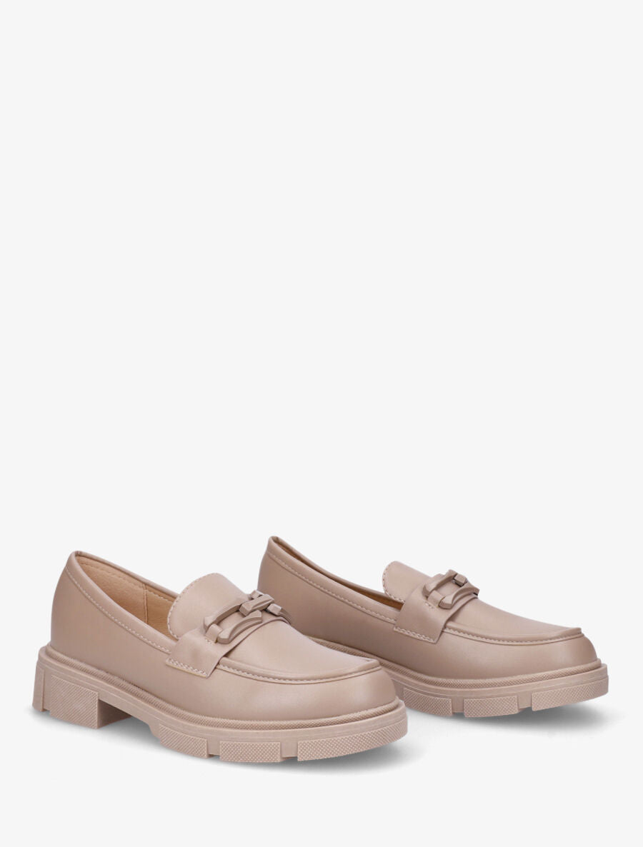 Moccassins à boucle en simili - Taupe - 4