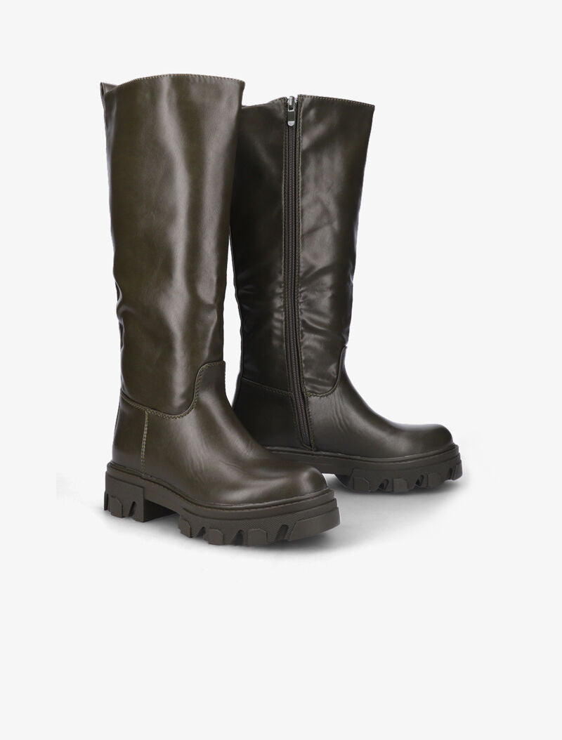 Bottes unies à semelles stylisées - Kaki - 1