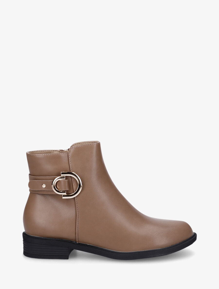 Bottines en simili et sanglées - Taupe - 1