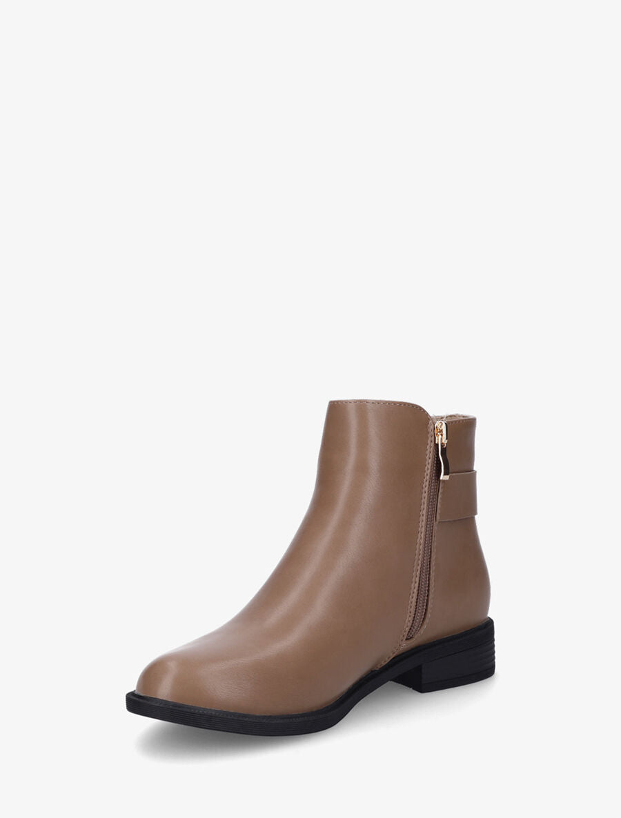Bottines en simili et sanglées - Taupe - 3