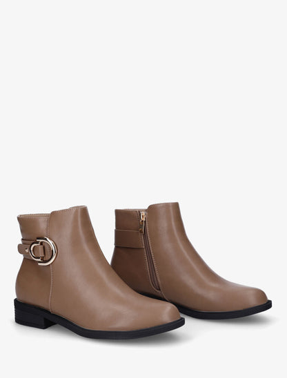 Bottines en simili et sanglées - Taupe - 4