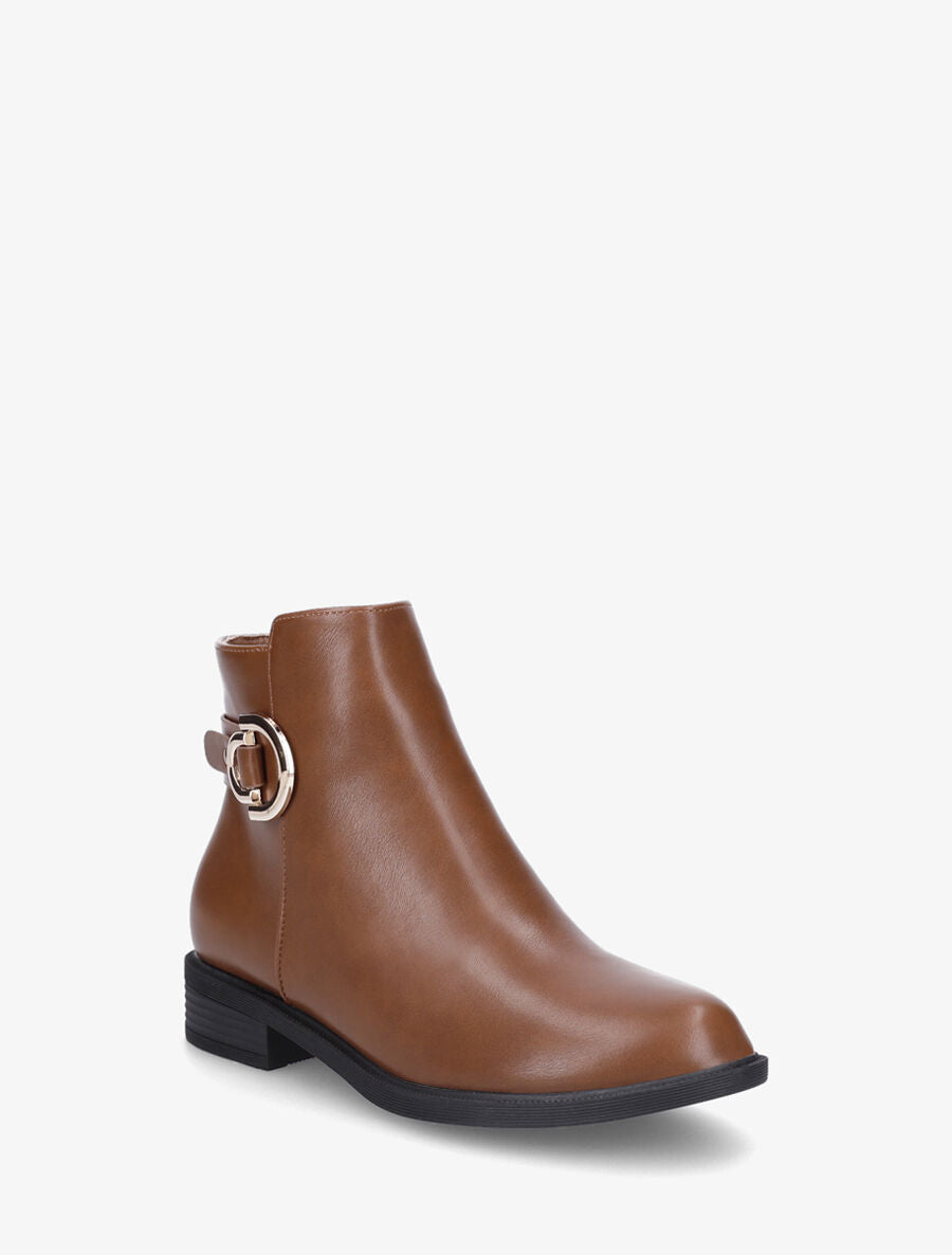 Bottines en simili et sanglées - Camel - 2
