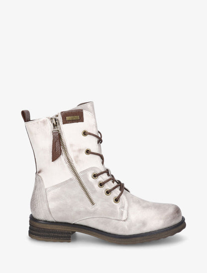 Rangers à zip en simili et suédine - Beige - 5