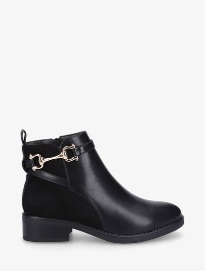 Bottines bi-matière à boucle métallique - Noir - 1