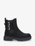 Boots montantes en suédine à double boucle - Noir - 5
