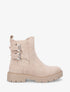 Boots montantes en suédine à double boucle - Beige - 1