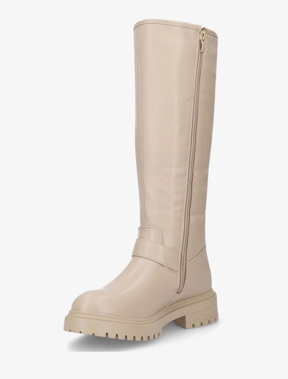 Bottes en simili à semelle crantée - Beige - 3