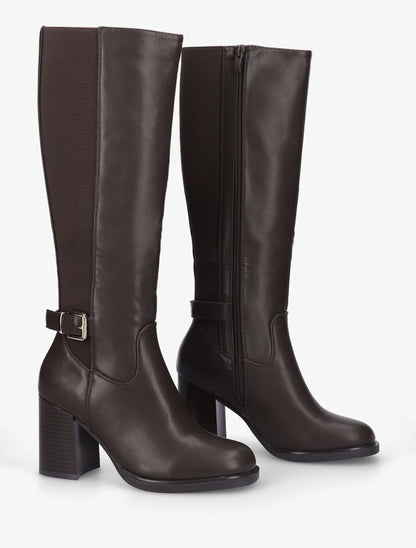 Bottes à talon élastiquée - Marron - 4