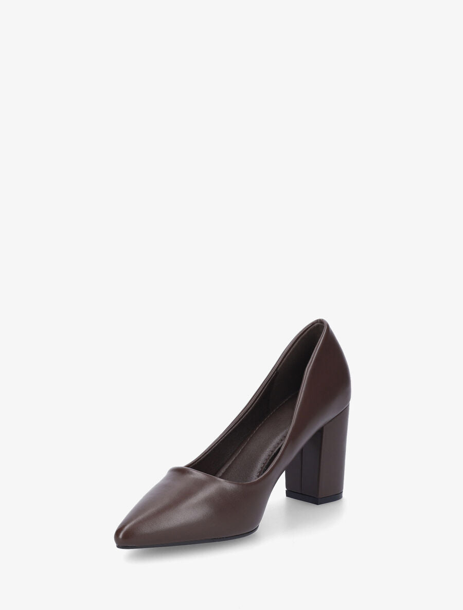 Escarpins pointus talon carré - Marron - 3