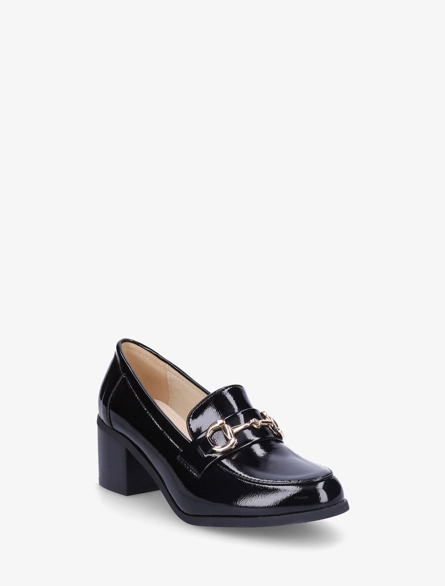 Mocassins vernis à talon - Noir - 2