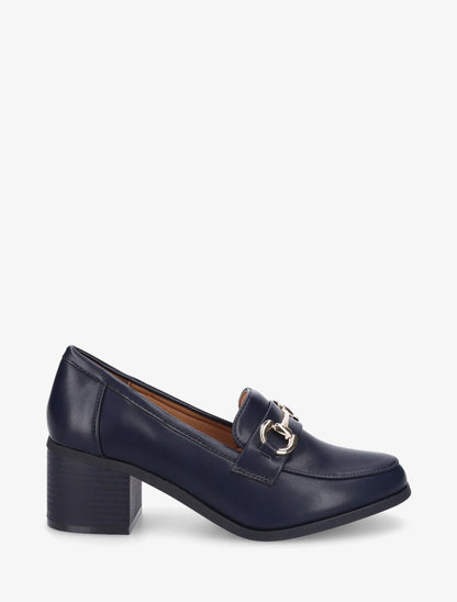 Mocassins à talon et boucle - Marine - 5