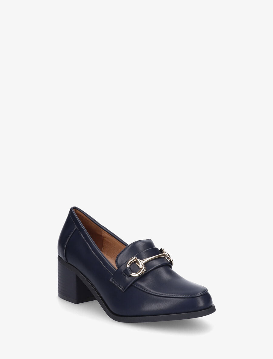 Mocassins à talon et boucle - Marine - 2
