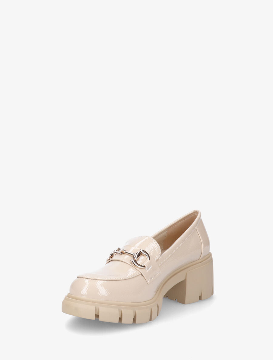 Mocassins vernis à semelle épaisse - Beige - 3
