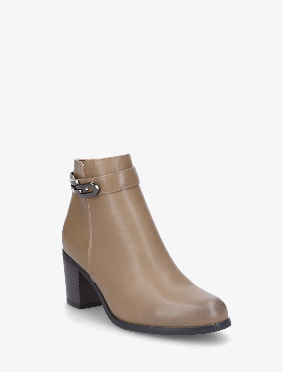 Bottines en simili à boucle - Taupe - 2