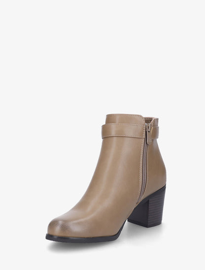 Bottines en simili à boucle - Taupe - 3