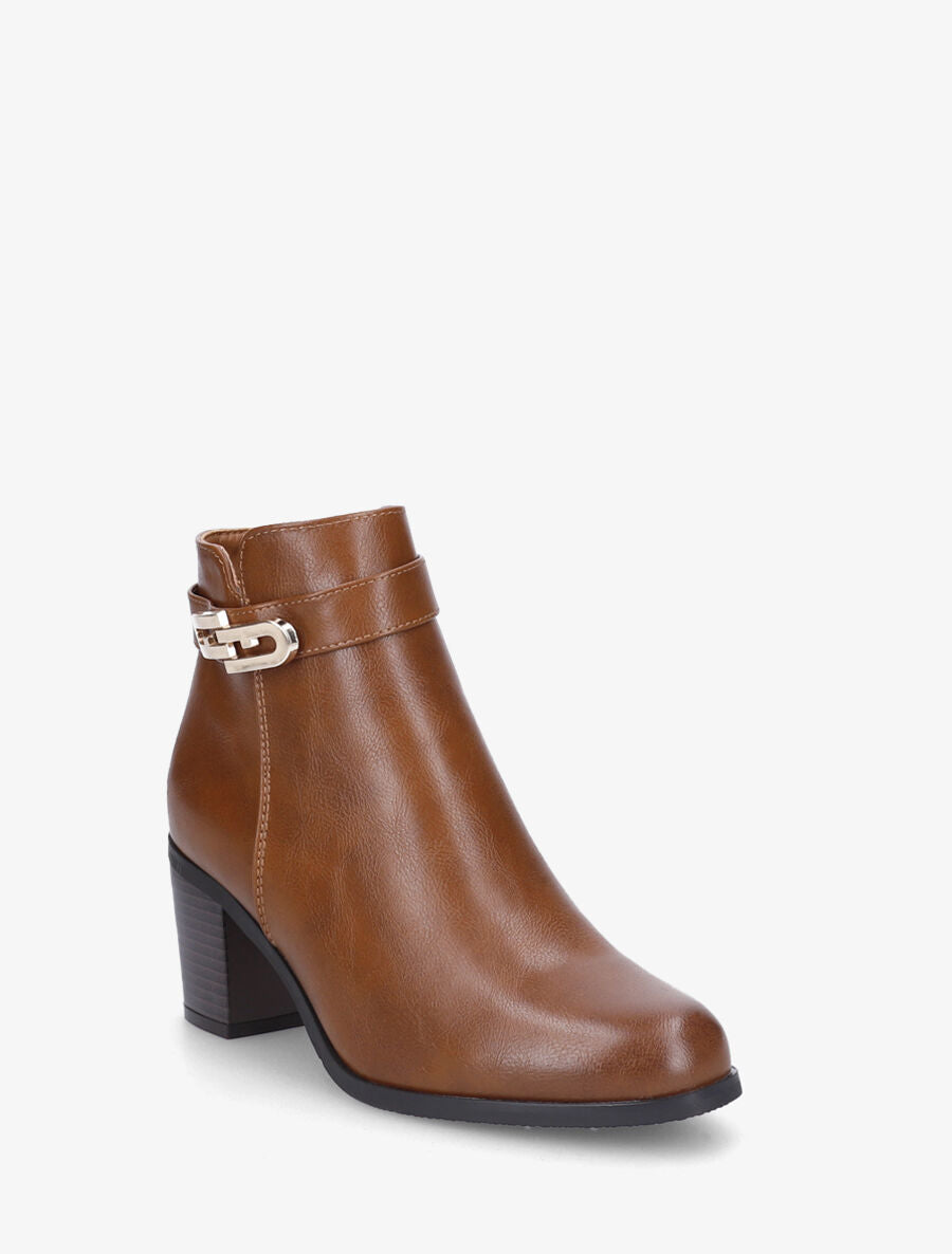 Bottines en simili à boucle - Camel - 2