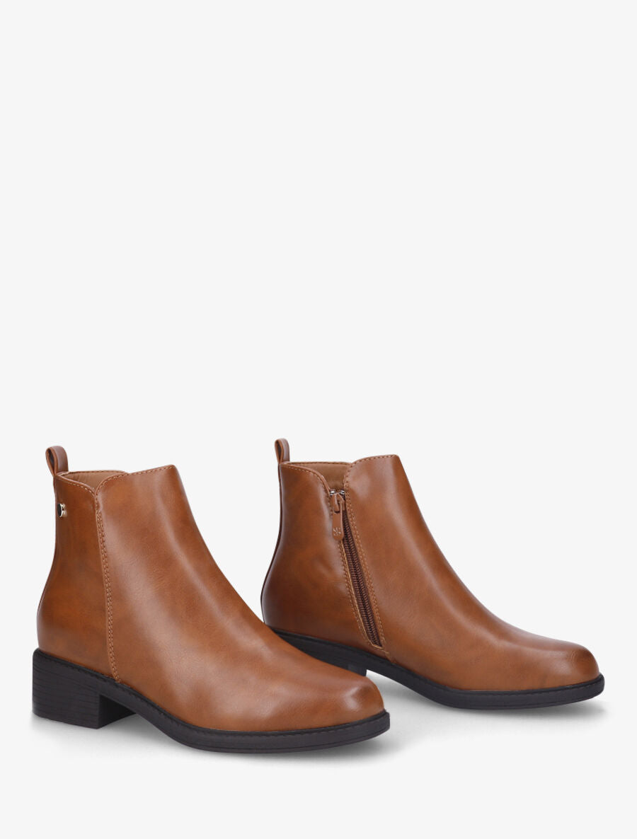 Bottines basiques en simili - Camel - 4