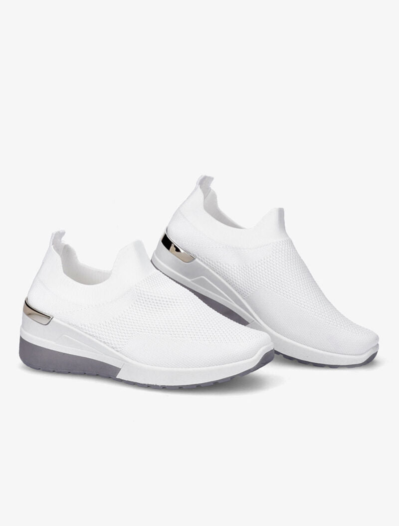 Baskets unicolore en mesh - Blanc - 4