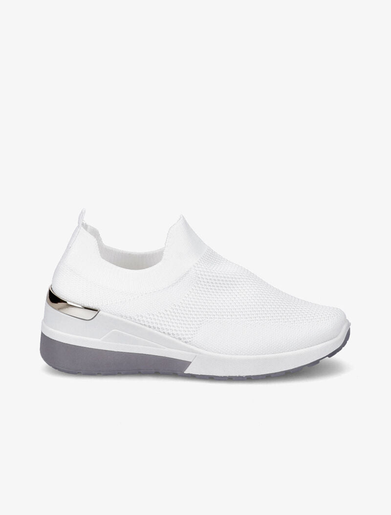 Baskets unicolore en mesh - Blanc - 1