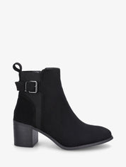 Bottines à boucle en suédine - Noir - 5