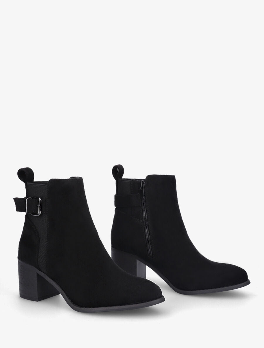 Bottines à boucle en suédine - Noir - 4