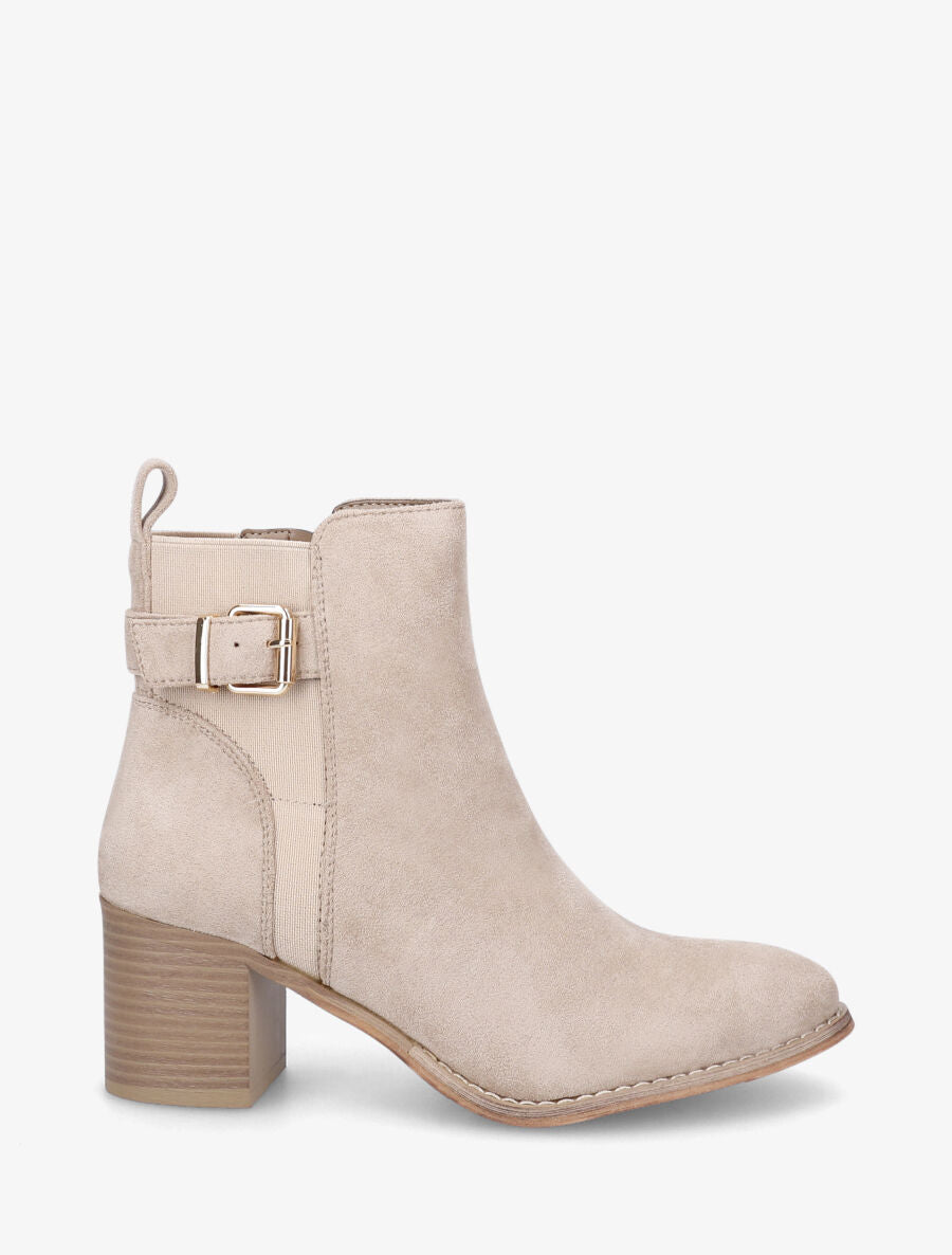 Bottines à boucle en suédine - Beige - 5