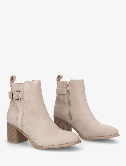 Bottines à boucle en suédine - Beige - 4