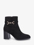 Bottines en suédine à talon et boucle - Noir - 1
