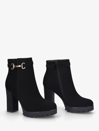 Bottines à talon haut et boucle - Noir - 4
