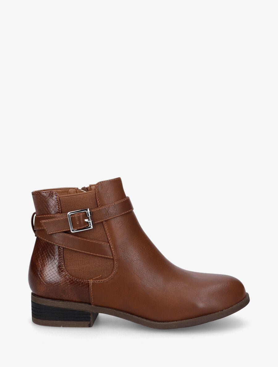 Bottines à contrefort python - Camel - 1