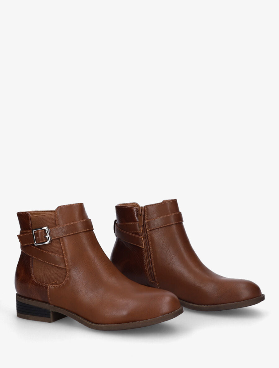 Bottines à contrefort python - Camel - 4