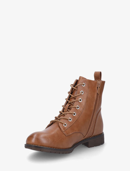 Bottines plates à lacets - Camel - 3