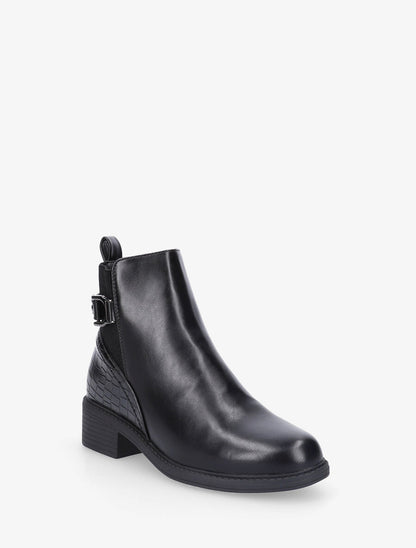Bottines croco à boucle - Noir - 2
