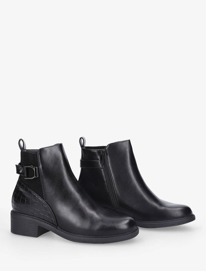 Bottines croco à boucle - Noir - 4