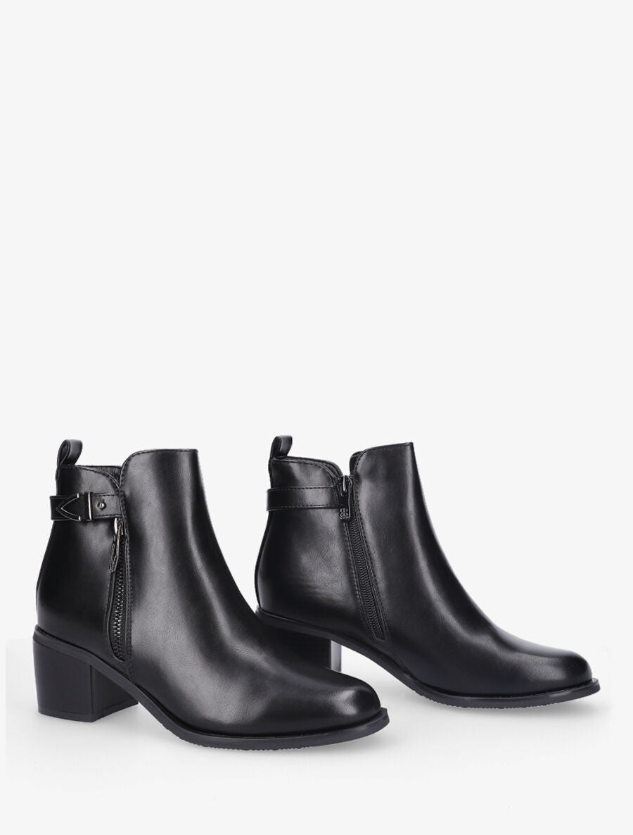 Bottines à zip et boucle - Noir - 4