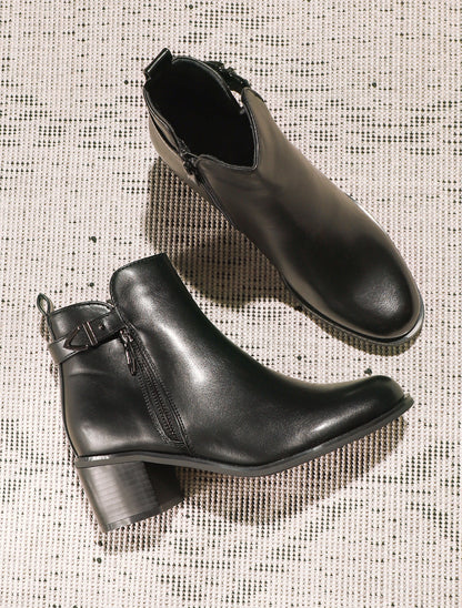 Bottines à zip et boucle - Noir - 5